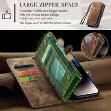 Load image into Gallery viewer, Casekis Wrist Strap Zipper Wallet Phone Case Brown