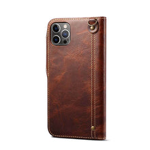 Lade das Bild in den Galerie-Viewer, Genuine Cowhide Leather Button Flip Phone Case For Apple iPhone 13 Series - Casekis
