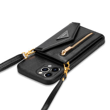 Lade das Bild in den Galerie-Viewer, Casekis Crossbody Strap Leather Magnetic Wallet Phone Case Black
