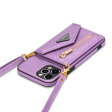 Lade das Bild in den Galerie-Viewer, Casekis Crossbody Strap Leather Magnetic Wallet Phone Case Purple