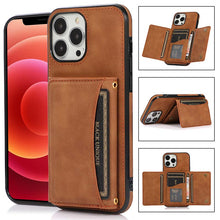 Load image into Gallery viewer, Casekis Wallet Case Tri-fold Cardholder Phone Case Brown
