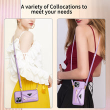 Lade das Bild in den Galerie-Viewer, Casekis Crossbody Strap Leather Magnetic Wallet Phone Case Purple