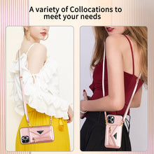 Lade das Bild in den Galerie-Viewer, Casekis Crossbody Strap Leather Magnetic Wallet Phone Case Rose Gold