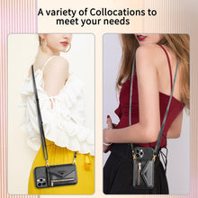 Lade das Bild in den Galerie-Viewer, Casekis Crossbody Strap Leather Magnetic Wallet Phone Case Black