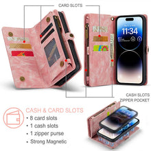 Lade das Bild in den Galerie-Viewer, Casekis Wrist Strap Zipper Wallet Phone Case Pink