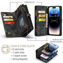 Lade das Bild in den Galerie-Viewer, Casekis Wrist Strap Zipper Wallet Phone Case Black