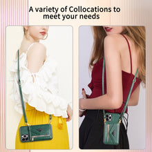 Lade das Bild in den Galerie-Viewer, Casekis Crossbody Strap Leather Magnetic Wallet Phone Case Green