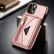Lade das Bild in den Galerie-Viewer, Casekis Crossbody Strap Leather Magnetic Wallet Phone Case Rose Gold