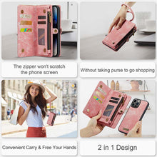 Lade das Bild in den Galerie-Viewer, Casekis Wrist Strap Zipper Wallet Phone Case Pink