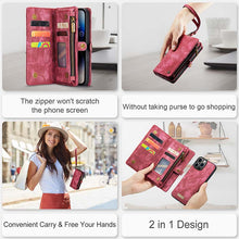 Lade das Bild in den Galerie-Viewer, Casekis Wrist Strap Zipper Wallet Phone Case Red