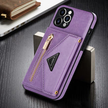 Lade das Bild in den Galerie-Viewer, Casekis Crossbody Strap Leather Magnetic Wallet Phone Case Purple