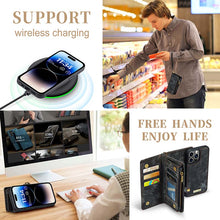 Lade das Bild in den Galerie-Viewer, Casekis Wrist Strap Zipper Wallet Phone Case Black