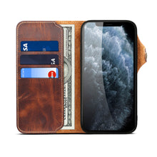 Load image into Gallery viewer, Casekis Genuine Cowhide Leather Button Flip Phone Case Brown
