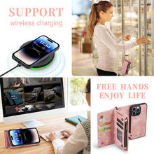 Lade das Bild in den Galerie-Viewer, Casekis Wrist Strap Zipper Wallet Phone Case Pink