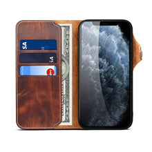 Lade das Bild in den Galerie-Viewer, Genuine Cowhide Leather Button Flip Phone Case For Apple iPhone 13 Series - Casekis