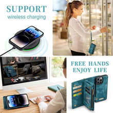 Load image into Gallery viewer, Casekis Wrist Strap Zipper Wallet Phone Case Blue