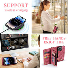 Lade das Bild in den Galerie-Viewer, Casekis Wrist Strap Zipper Wallet Phone Case Red