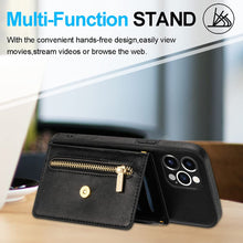 Lade das Bild in den Galerie-Viewer, Casekis Crossbody Strap Leather Magnetic Wallet Phone Case Black