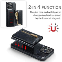 Load image into Gallery viewer, Casekis Glitter Cardholer Magnetic Phone Case Black