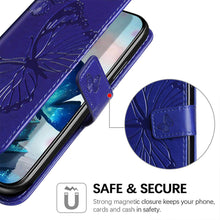 Lade das Bild in den Galerie-Viewer, Casekis Embossed Butterfly Wallet Phone Case Blue