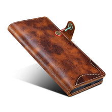 Lade das Bild in den Galerie-Viewer, Genuine Cowhide Leather Button Flip Phone Case For Samsung Galaxy S21 5G - Casekis