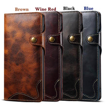 Lade das Bild in den Galerie-Viewer, Genuine Cowhide Leather Button Flip Phone Case For Samsung Galaxy S21 5G - Casekis
