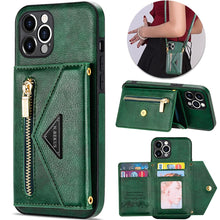 Lade das Bild in den Galerie-Viewer, Casekis Crossbody Strap Leather Magnetic Wallet Phone Case Green
