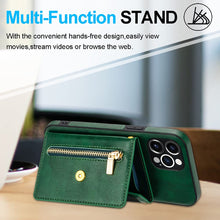Lade das Bild in den Galerie-Viewer, Casekis Crossbody Strap Leather Magnetic Wallet Phone Case Green