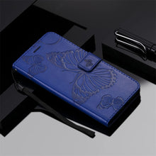 Lade das Bild in den Galerie-Viewer, Casekis Embossed Butterfly Wallet Phone Case Blue