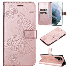 Lade das Bild in den Galerie-Viewer, Casekis Embossed Butterfly Wallet Phone Case Rose Gold