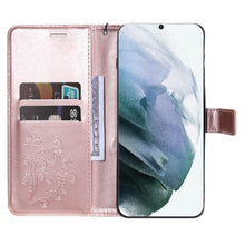 Lade das Bild in den Galerie-Viewer, Casekis Embossed Butterfly Wallet Phone Case Rose Gold