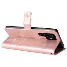 Lade das Bild in den Galerie-Viewer, Casekis Embossed Butterfly Wallet Phone Case Rose Gold