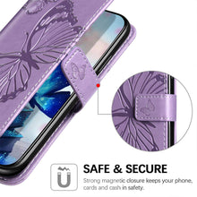 Lade das Bild in den Galerie-Viewer, Casekis Embossed Butterfly Wallet Phone Case Purple