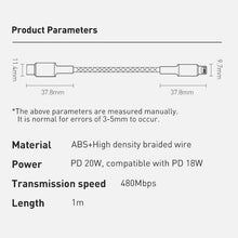 Lade das Bild in den Galerie-Viewer, USB-C to Lightning Charge Cable PD 20W for iPhone