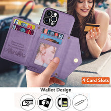 Lade das Bild in den Galerie-Viewer, Casekis Crossbody Strap Leather Magnetic Wallet Phone Case Purple
