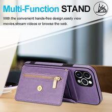 Lade das Bild in den Galerie-Viewer, Casekis Crossbody Strap Leather Magnetic Wallet Phone Case Purple
