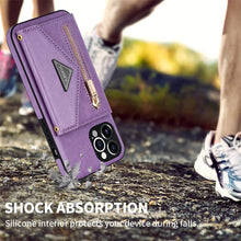 Lade das Bild in den Galerie-Viewer, Casekis Crossbody Strap Leather Magnetic Wallet Phone Case Purple