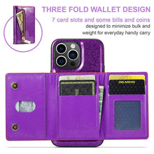 Lade das Bild in den Galerie-Viewer, Casekis Glitter Cardholer Magnetic Phone Case Dark Purple