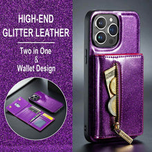 Lade das Bild in den Galerie-Viewer, Casekis Glitter Cardholer Magnetic Phone Case Dark Purple