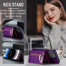 Lade das Bild in den Galerie-Viewer, Casekis Glitter Cardholer Magnetic Phone Case Dark Purple