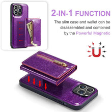 Lade das Bild in den Galerie-Viewer, Casekis Glitter Cardholer Magnetic Phone Case Dark Purple