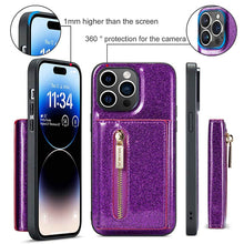 Lade das Bild in den Galerie-Viewer, Casekis Glitter Cardholer Magnetic Phone Case Dark Purple