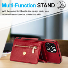 Load image into Gallery viewer, Casekis Crossbody Strap Leather Magnetic Wallet Phone Case Red