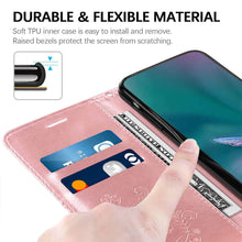 Lade das Bild in den Galerie-Viewer, Casekis Embossed Butterfly Wallet Phone Case Rose Gold