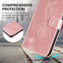 Lade das Bild in den Galerie-Viewer, Casekis Embossed Butterfly Wallet Phone Case Rose Gold