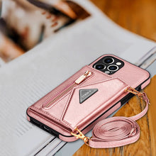Lade das Bild in den Galerie-Viewer, Casekis Crossbody Strap Leather Magnetic Wallet Phone Case Rose Gold