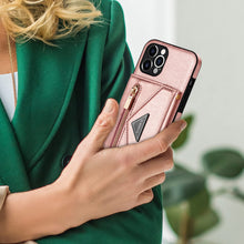 Lade das Bild in den Galerie-Viewer, Casekis Crossbody Strap Leather Magnetic Wallet Phone Case Rose Gold