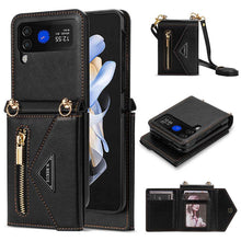 Lade das Bild in den Galerie-Viewer, Casekis Crossbody Strap Leather Magnetic Wallet Case For Galaxy Z Flip 4 5G