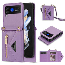 Lade das Bild in den Galerie-Viewer, Casekis Crossbody Strap Leather Magnetic Wallet Case For Galaxy Z Flip 3 5G