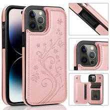 Lade das Bild in den Galerie-Viewer, Casekis Butterfly Embossing Wallet Phone Case Rose Gold
